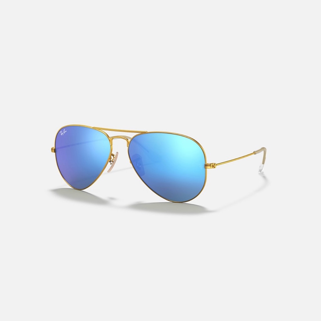 Ray-Ban Aviator Flash Lenz Sunglasses Polorized With Gold Frame And Blue Lenses